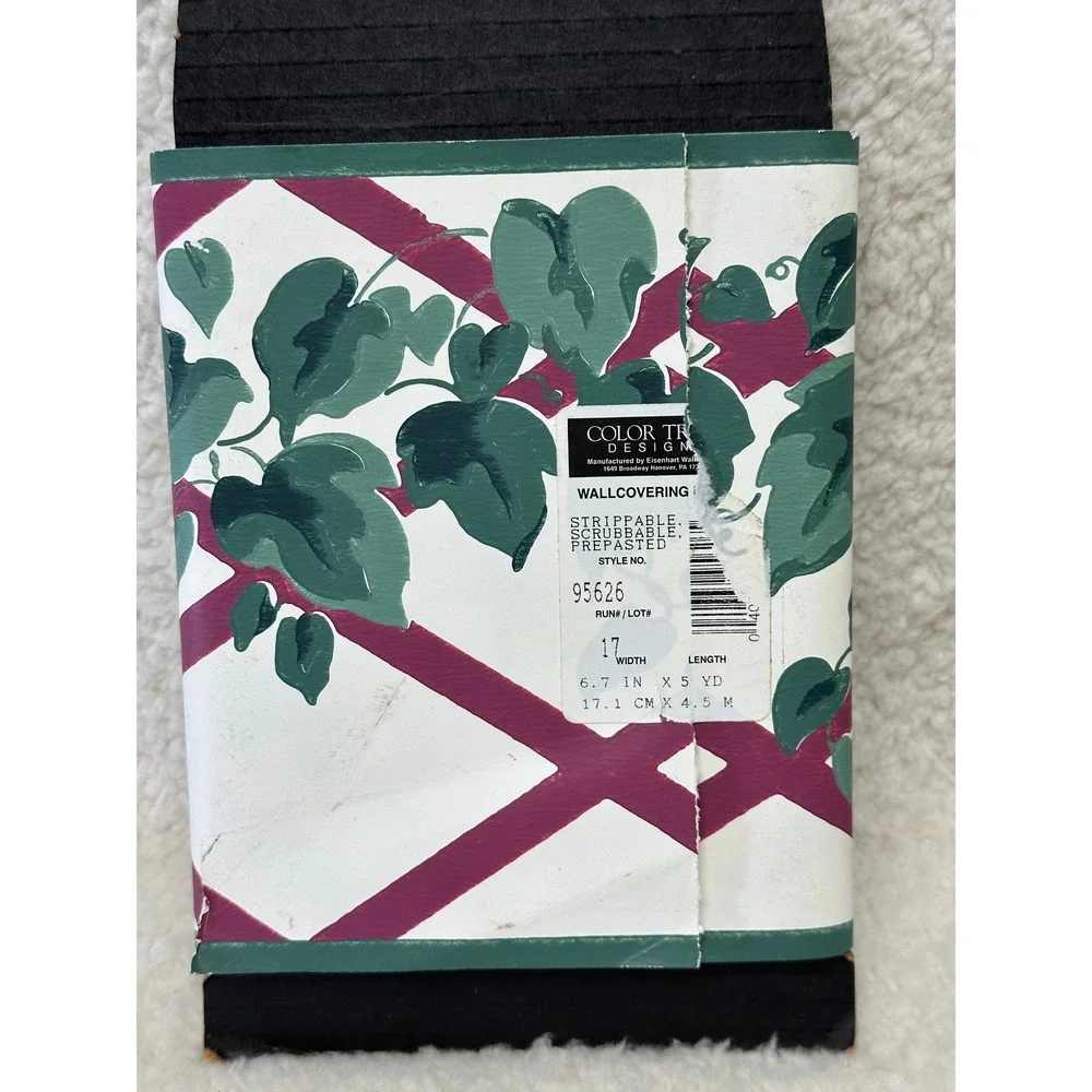Color Tree Designs Wallcovering Border Ivy Trellis Green Magenta 95626 3 Packs